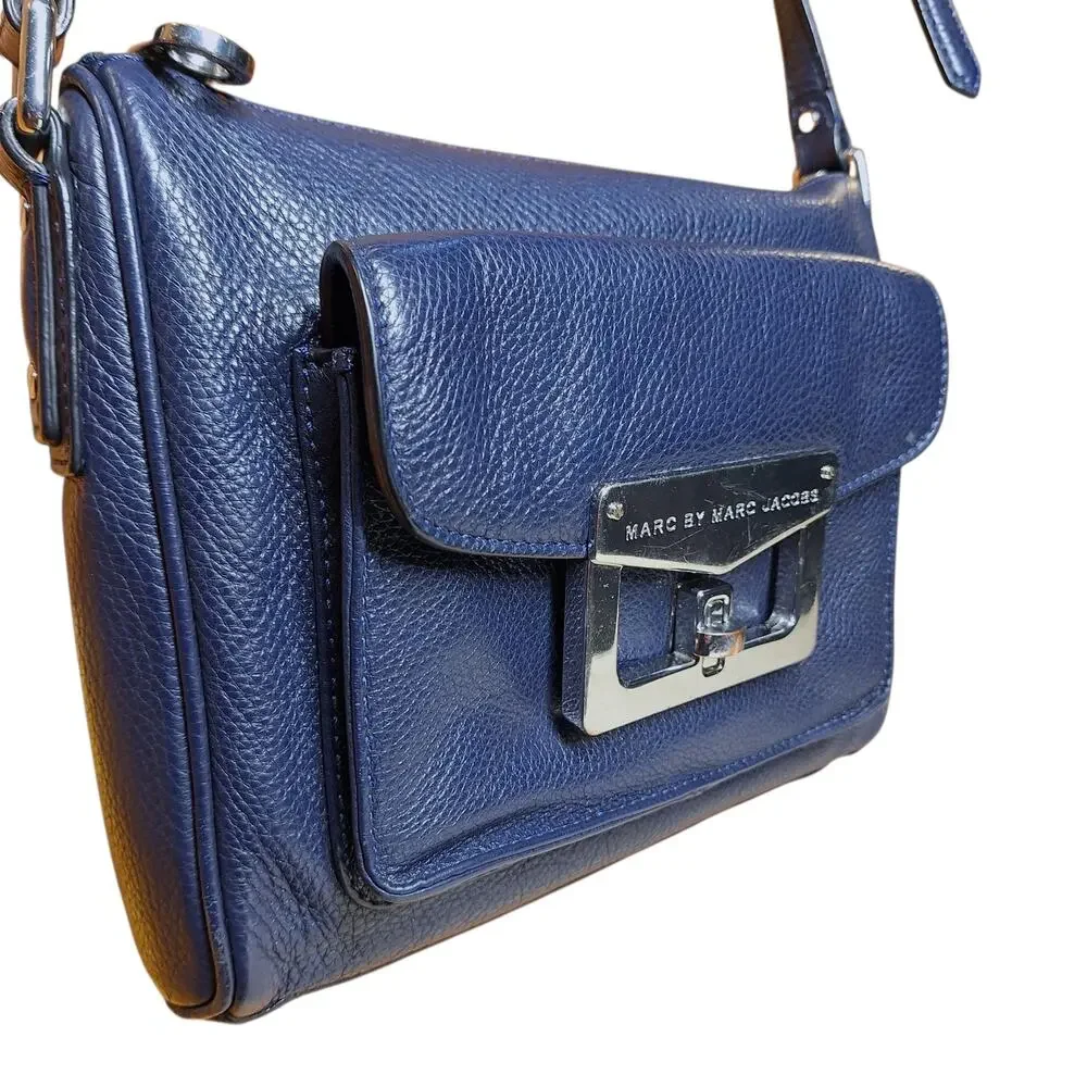 Marc by marc Jacob's navy blue Bianca crossbody kisslock bag genuine leather